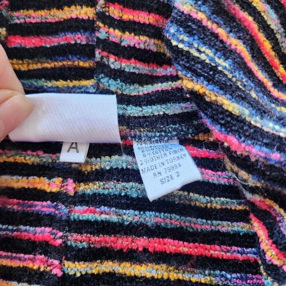 Chico's Design Women's Multicolor Striped Zip-Up Hooded Jacket Size 2 - Picture 9 of 11